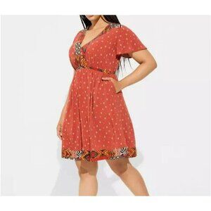 Torrid Boho-Style Dress Plus Size Size 2 Short Sleeves Lightweight Summer Wear